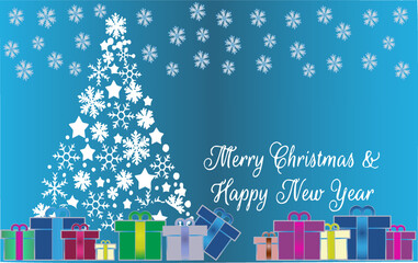 Fototapeta na wymiar Happy New Year and Merry Christmas. Greeting card vector
