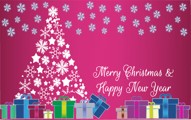 Happy New Year and Merry Christmas. Greeting card vector	
