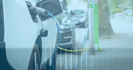 Image of statistics processing over electric car charging