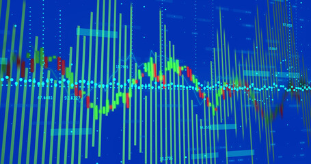 Image of data processing on blue background