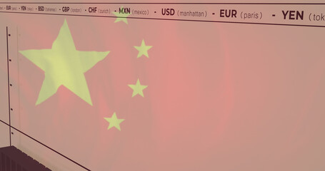 Image of data processing over flag of china