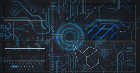 Image of scope scanning and data processing on black background