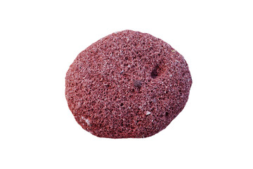 The isolated cobble red sandstone rock cutout on white background.