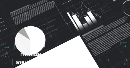 Image of keyboard and data processing on black background