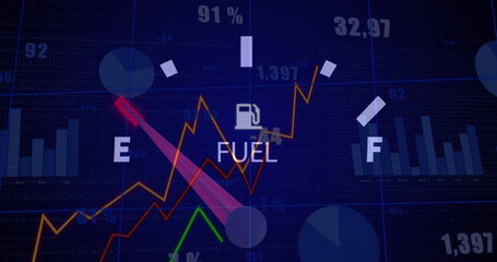 Naklejka premium Image of data processing over car panel
