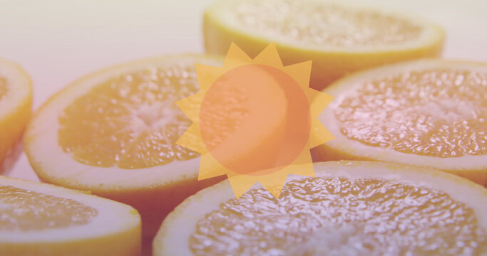 Image of sun icon over oranges