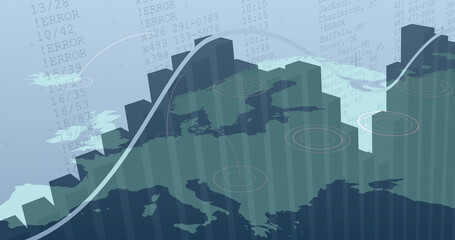 Image of data processing over world map