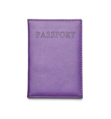 Violet passport on white background