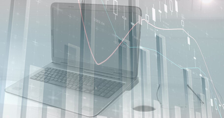 Image of data processing over laptop