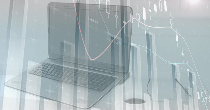 Image of data processing over laptop