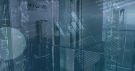 Image of data processing over lift in office