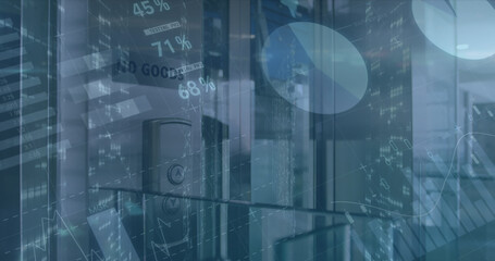 Image of data processing over lift in office