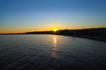 Sunset in the bay from Nice - France
