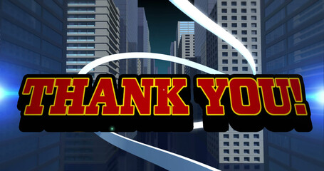 Obraz premium Image of thank you over digital modern city