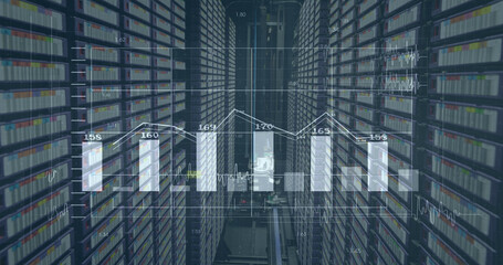 Fototapeta na wymiar Image of financial data processing over server room