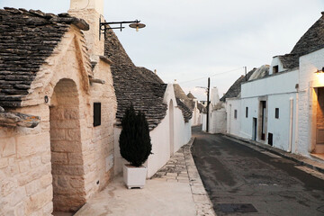 The famous trulli in the Old Town of Alberobello, Puglia, Italy 