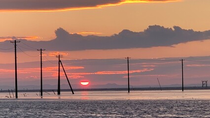 sunset over the lake