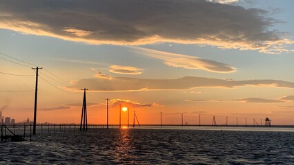 sunset over the river