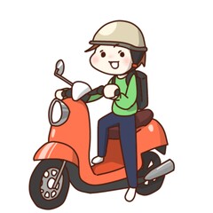 Man making a delivery on a scooter