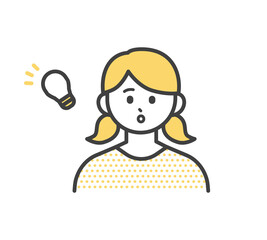 女の子の表情とジェスチャーのイラスト素材