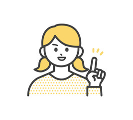 女の子の表情とジェスチャーのイラスト素材