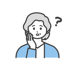 高齢女性の表情とジェスチャーのイラスト素材