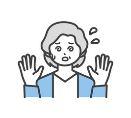 高齢女性の表情とジェスチャーのイラスト素材