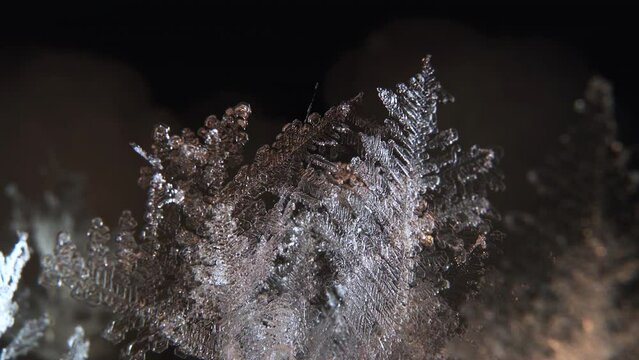 Crystal icicles, sharp ice floes, big frozen snowflake.