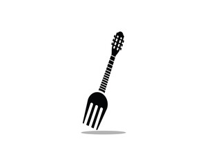 guitar and fork logo template design. symbol illustration.