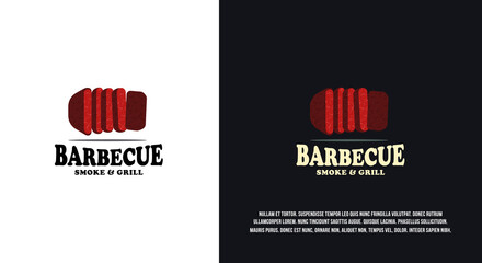 Barbeque logo design, grilled meat illustration