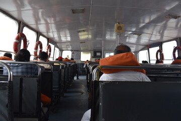 Inside the ferry from Kanyakumari, Tamil Nadu, India