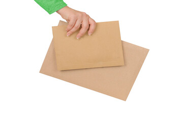 Cardboard envelopes in hand