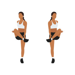 Woman doing Fingertip to toe jacks exercise. Flat vector illustration isolated on white background