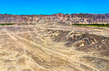 Aerial View of Palpa Geoglyphs. UNESCO world heritage in Peru