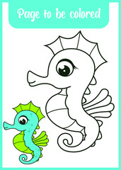 coloring book for kids sea horse