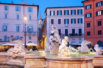 Fountains in Piazza Navona in Rome, Italy