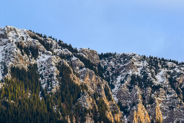 Mountain landscape - snow on the mountain peaks