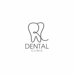line art letter r tooth logo design template