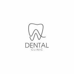 line art letter w tooth logo design template