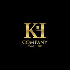 luxury letter kh home logo design template