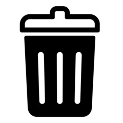 Trash Bucket Flat Icon Isolated On White Background