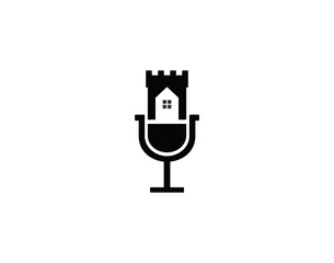 podcast and castle logo icon symbol designs