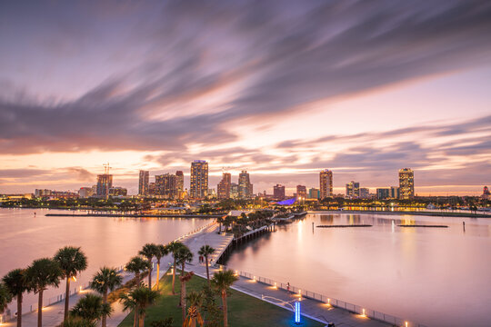 St. Pete, Florida, USA Downtown City Skyline from the Pier