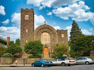 Fototapeta na wymiar Front view of a church