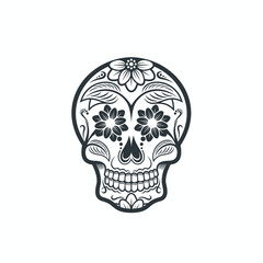 illustration of mexican skull, vector art.