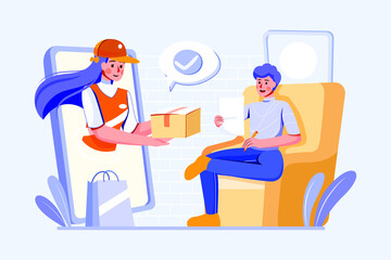 Parcel Delivery Service Illustration concept. Flat illustration isolated on white background