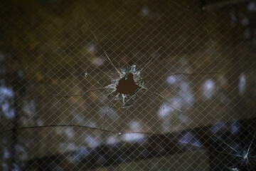 Window glass broken by someone