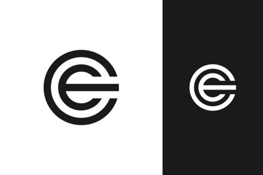 simple minimal modern initial e and c monogram logo design