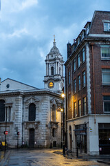 Church in Central London in the evening
