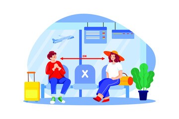 The new normal after the COVID‐19 Pandemic Illustration concept. Flat illustration isolated on white background